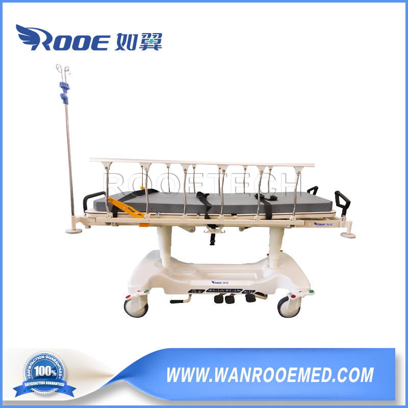 Sell Well Multi-Purpose Medical Manual Hydraulic 560~890mm Adjustable Patient Stretcher Transport Transfer Bed
