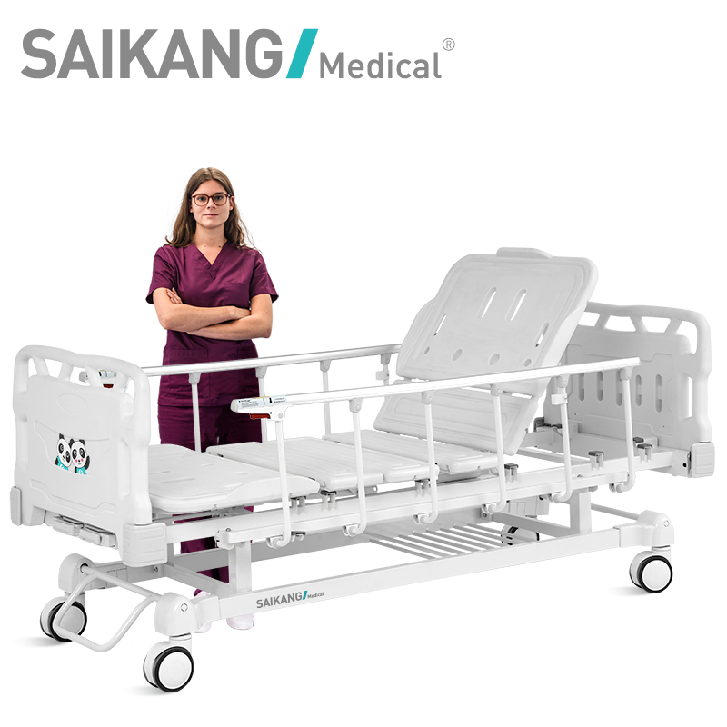 Q2w8c Saikang Movable Stainless Steel Hospital Patient 2 Function Manual Dialysis Bed