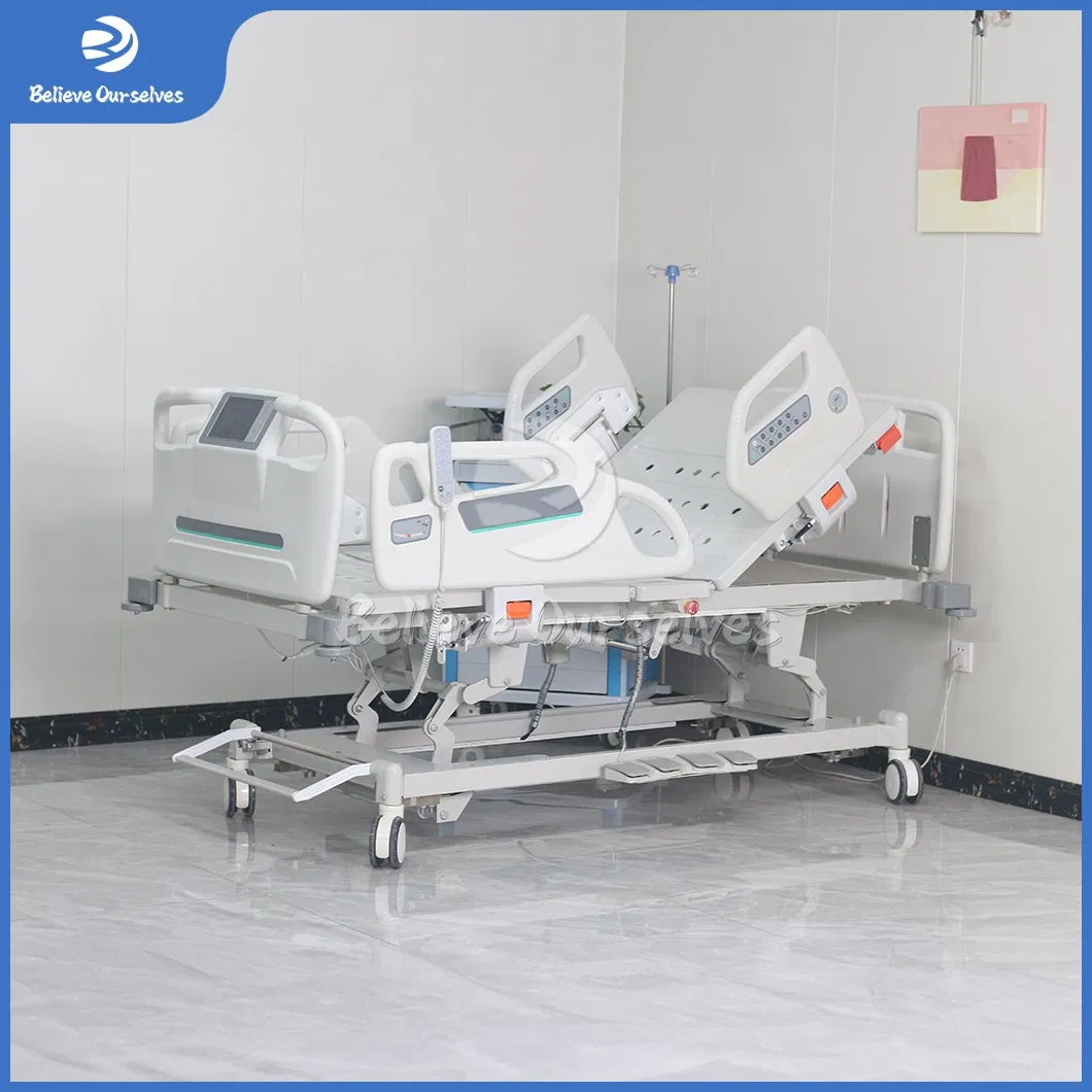 Huaren Medical Care Equipment Factory Hydraulic Patient Bed Hr-D21 Overall Lifting Function China Fully Electric Hospital Bed