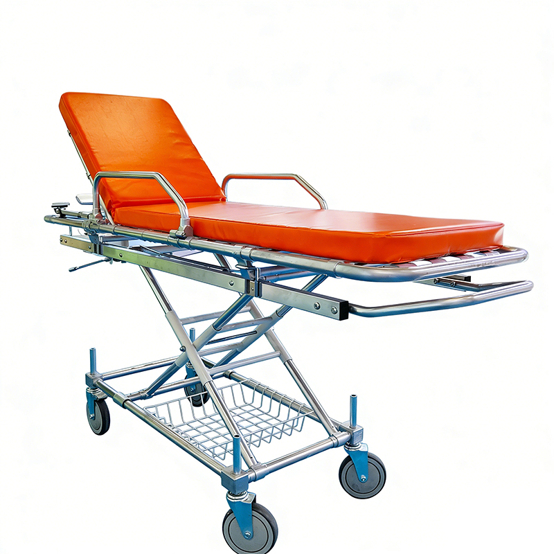 Safe Aluminum Alloy Frame Ambulance Transfer Bed with Safety Rails