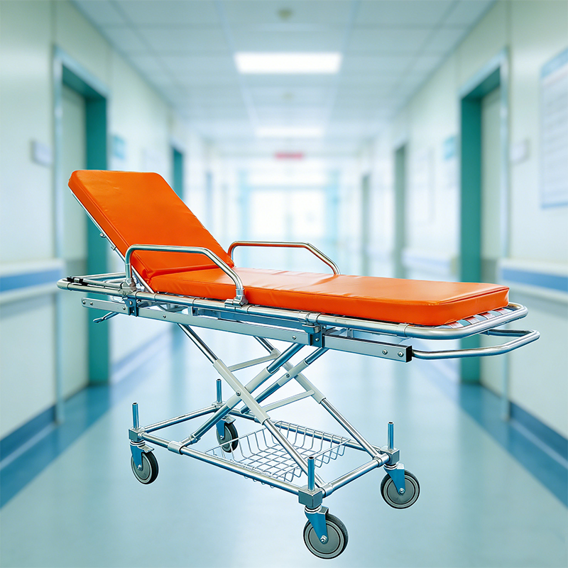 Safe Aluminum Alloy Frame Ambulance Transfer Bed with Safety Rails