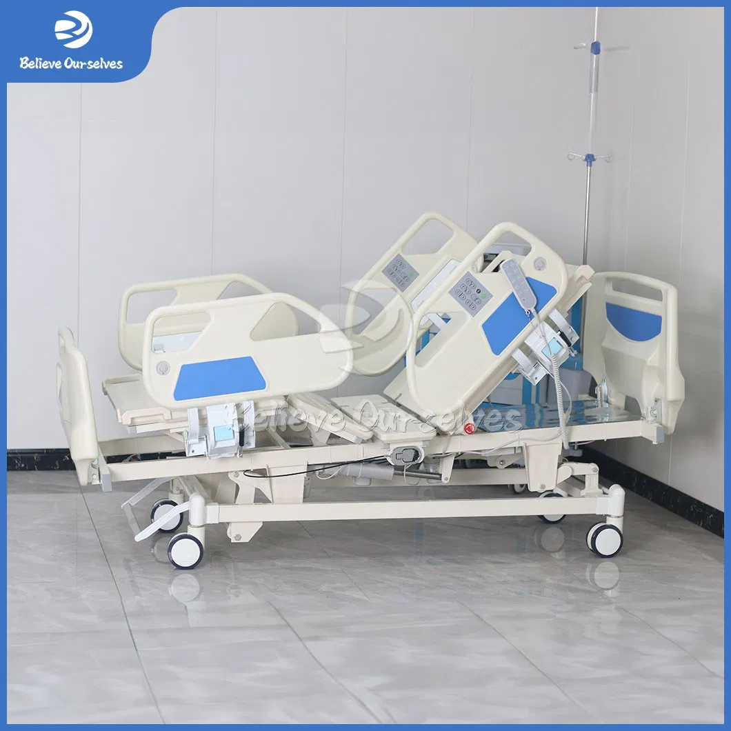 Huaren Adjustable Medical Furniture Suppliers Hydraulic Patient Bed China Hr-D06 Overall Lifting Function Smart Hospitall Bed