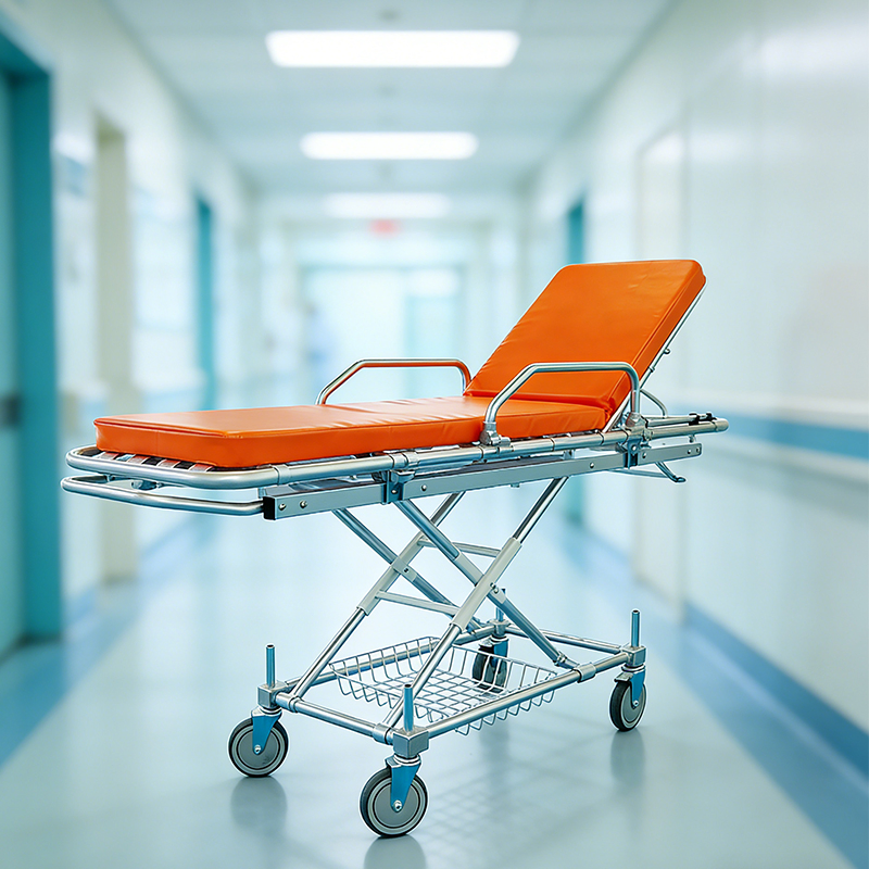 Safe Aluminum Alloy Frame Ambulance Transfer Bed with Safety Rails