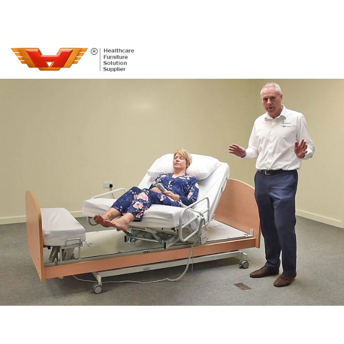 Home Care Medical Furniture Wood Wheel Manual Folding Bariatric Bed Nursing Electric Rotating Bed for Medical Bed+Rotate