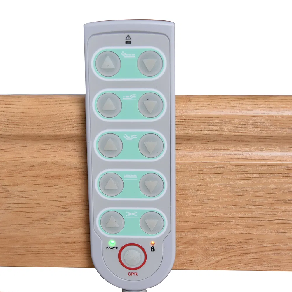 Ultra Low Electric Adjustable Wooden Hospital Bed for Elderly Care