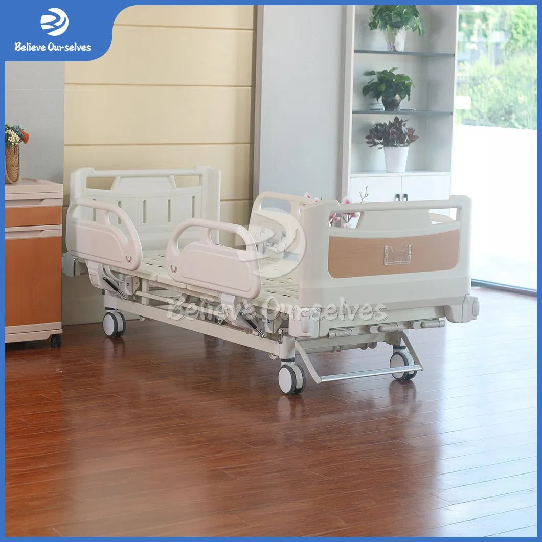 Huaren Full Hospital Furniture Factory Hydraulic Medical Bed China Hr-S02 Leg Lift Function 2 Crank Manual Multi-Function ICU Patient Bed