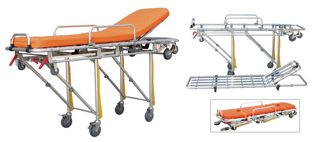 Manual Crank Medical Bed for ICU and Clinic Lightweight Folding Patient Emergency Transfer Stretcher Bed