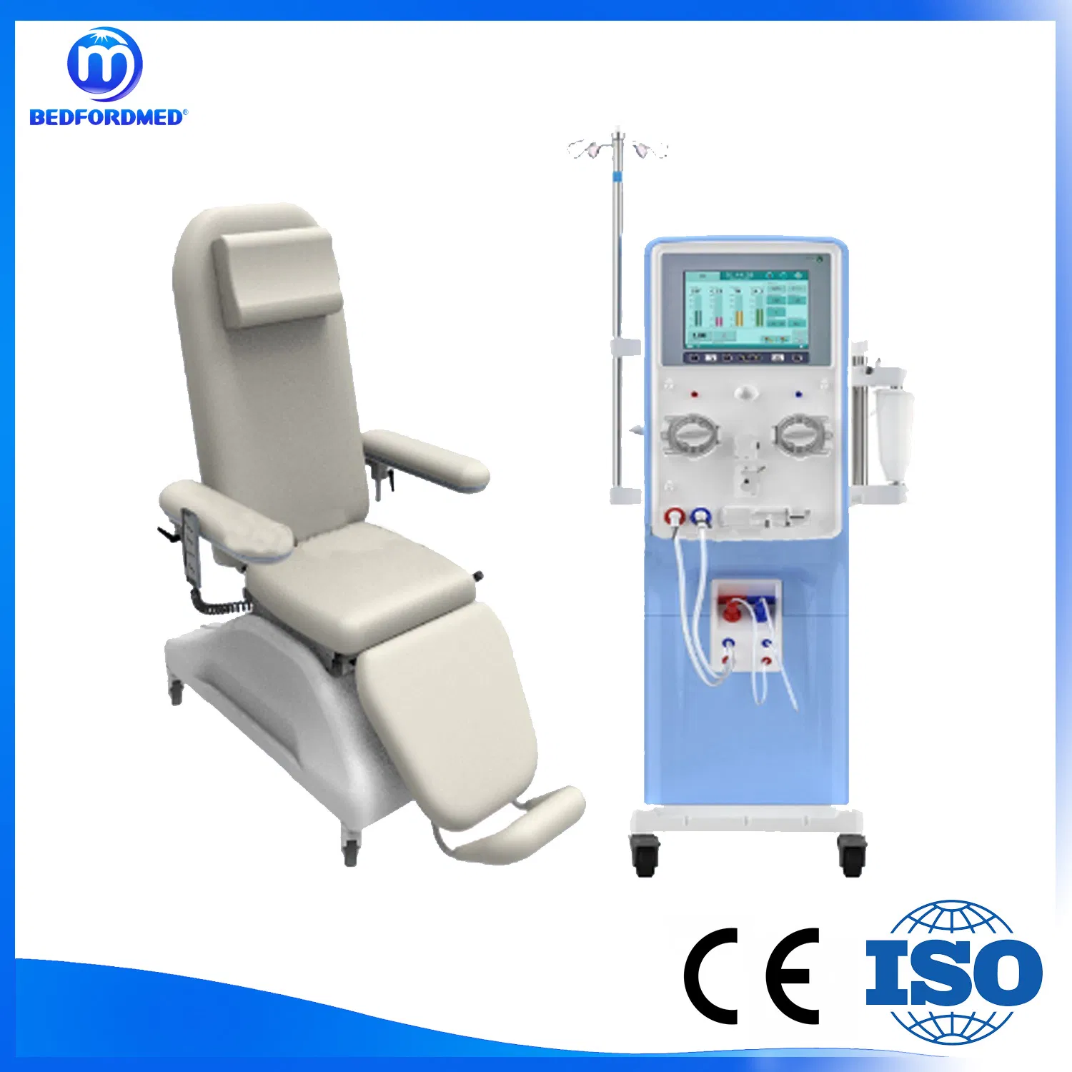 Medical Manual Adjustable Patient Dialysis Chair Medical Hemodialysis Chair Bed with Armrest