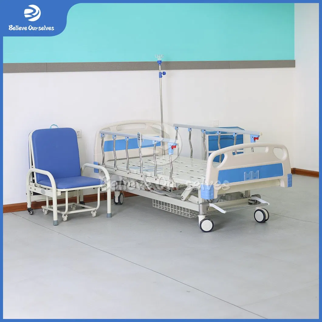 Huaren Hospital Furniture Patient Bed Manufacturing Hydraulic Medical Bed China Hr-D13 Three Function Rotating Hospital Bed