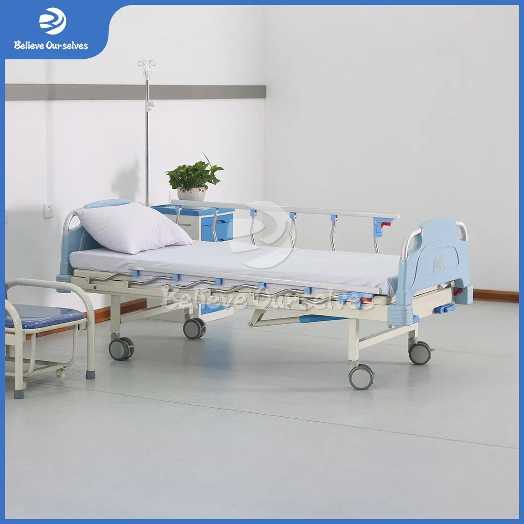 Huaren Medical Equipment Hospital Furniture Manufacturing Hydraulic Patient Bed China Hr-S14 Back Lifting Function Manual Lift Hospital Bed
