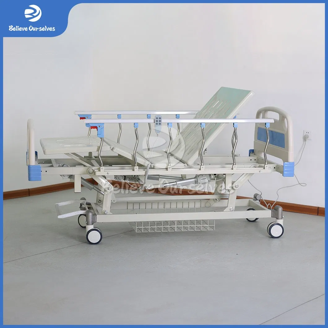 Huaren Hospital Furniture Patient Bed Manufacturing Hydraulic Medical Bed China Hr-D13 Three Function Rotating Hospital Bed