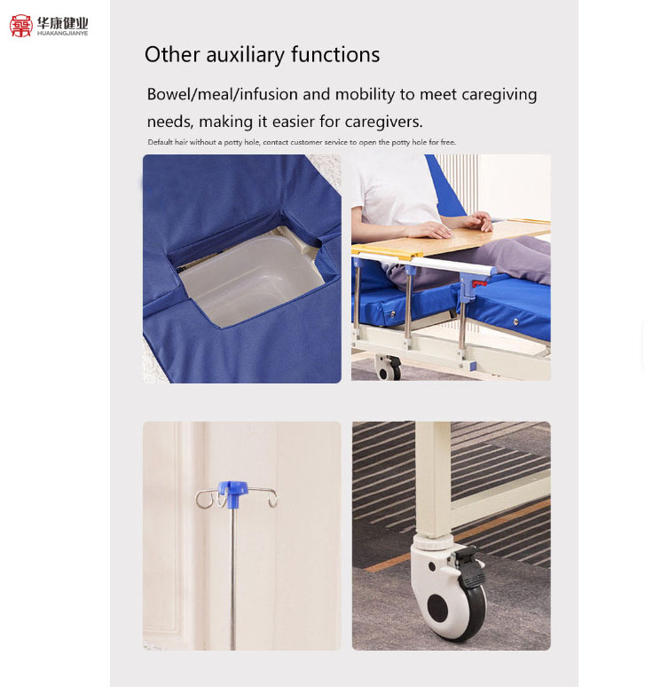 Hospital Clinic Double Crank Manual Medical Bed Nursing Home Care Bed for Patient