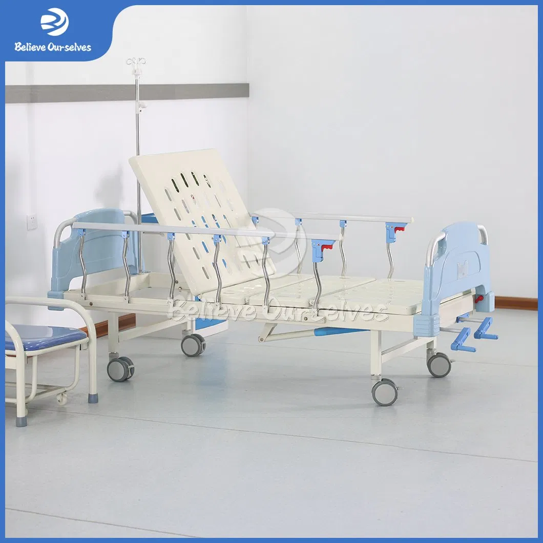 Huaren Medical Equipment Hospital Furniture Manufacturing Hydraulic Patient Bed China Hr-S14 Back Lifting Function Manual Lift Hospital Bed