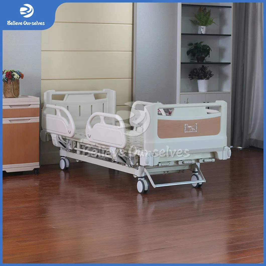 Huaren Hospital Furniture Supplies Wholesaler Hydraulic Patient Bed China Hr-S02 Multifunction 2 Crank Hospital Beds