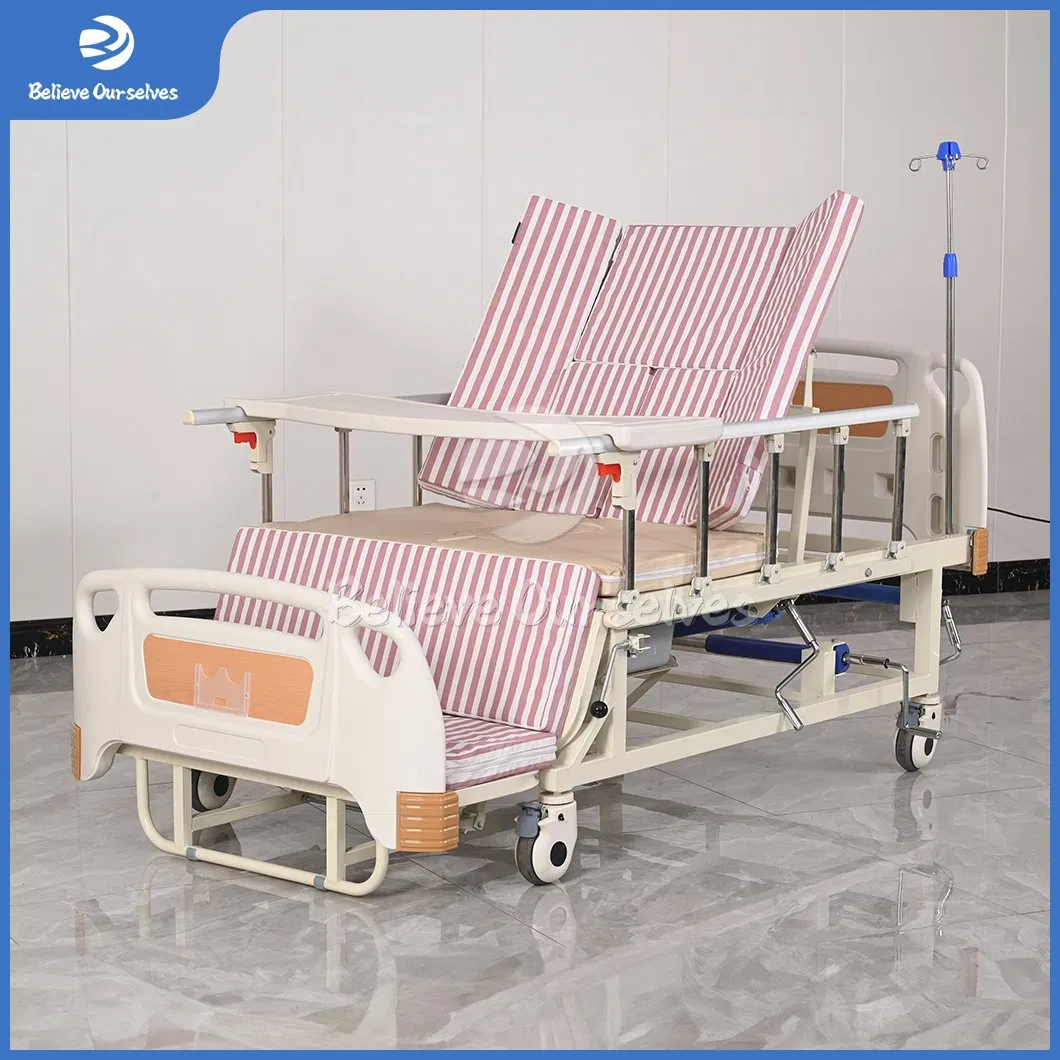 Huaren Medical Care Equipment China Manufacturers C07-1 Electric Patient Hospital Bed Ultra Low Manual Adjustable Medical Nursing Bed for Elderly with Mattress