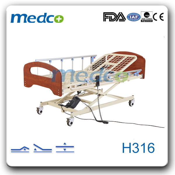 Ultra Low Wooden Three Function Hospital Electric Household Bed