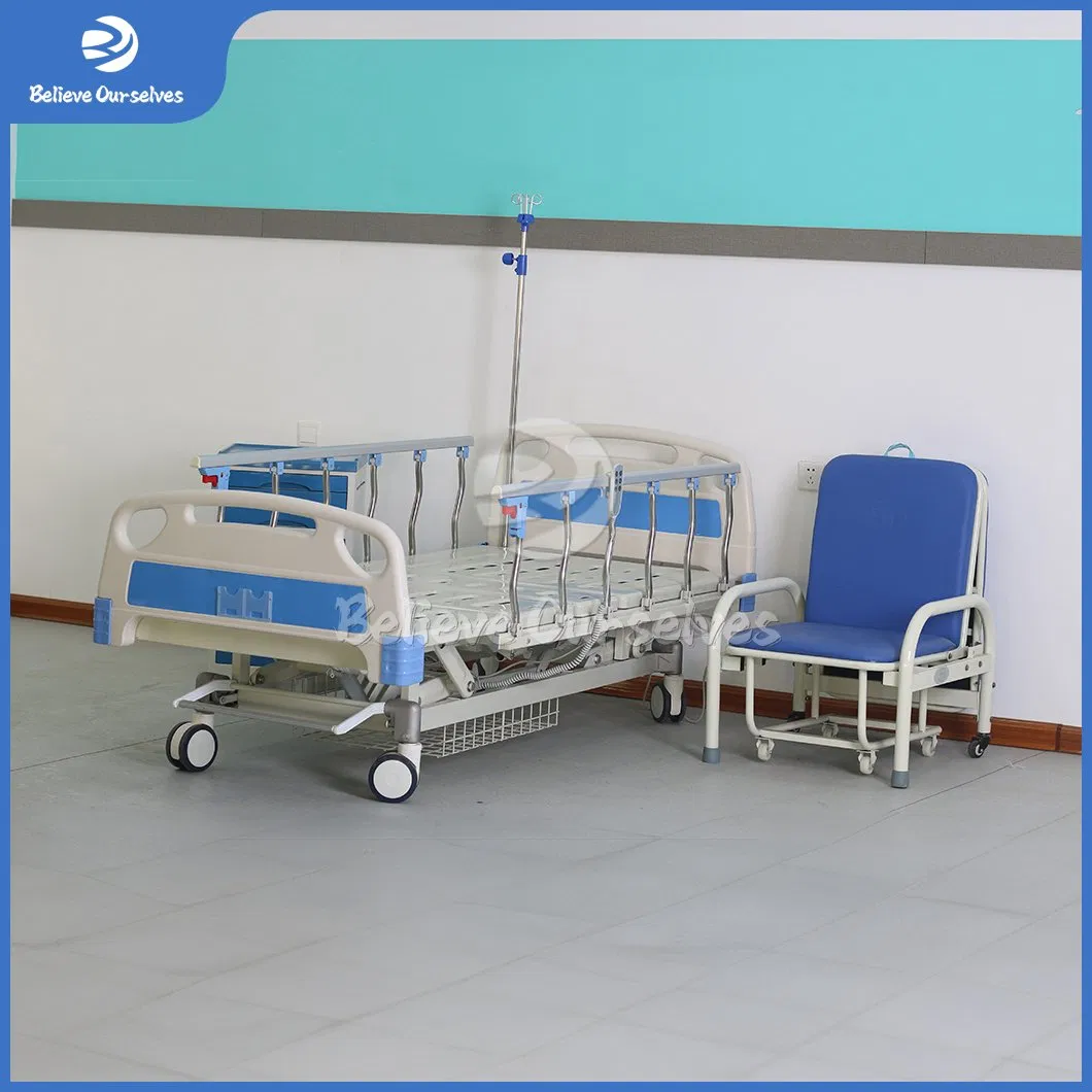 Huaren Hospital Furniture Patient Bed Manufacturing Hydraulic Medical Bed China Hr-D13 Three Function Rotating Hospital Bed