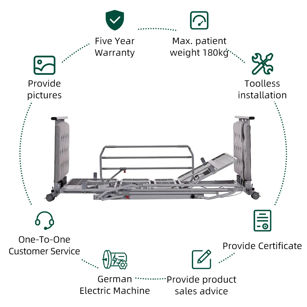 Ultra Low 67mm--640mm Nursing Home Bed for Elderly Electric Home Care Wood Hospital Bed for Rent Steel Home Care Bed