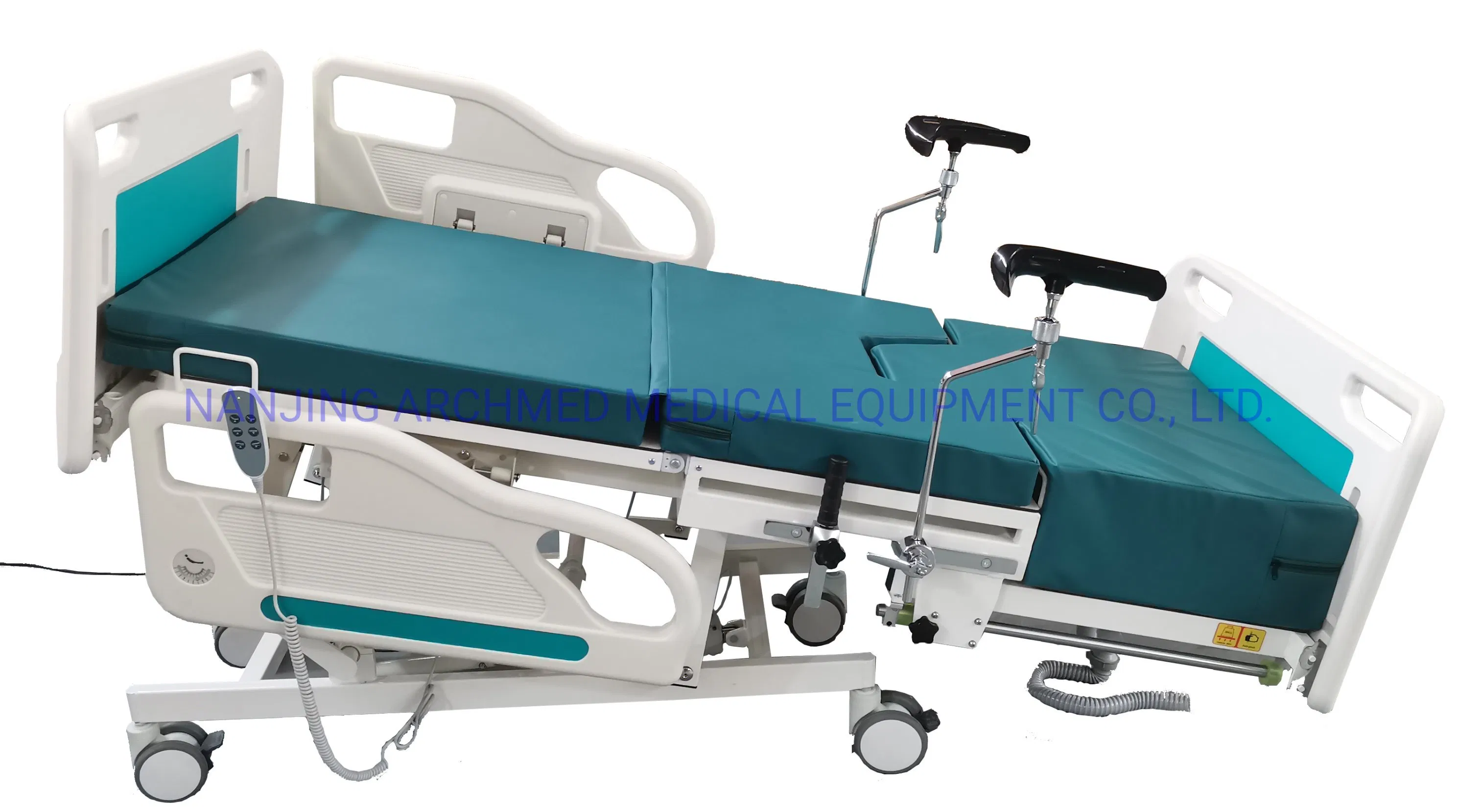 Hospital Furniture Four Functions Electrical Delivery Examination Adjustable Hospital Bed Gynecology Chair with IV Pole