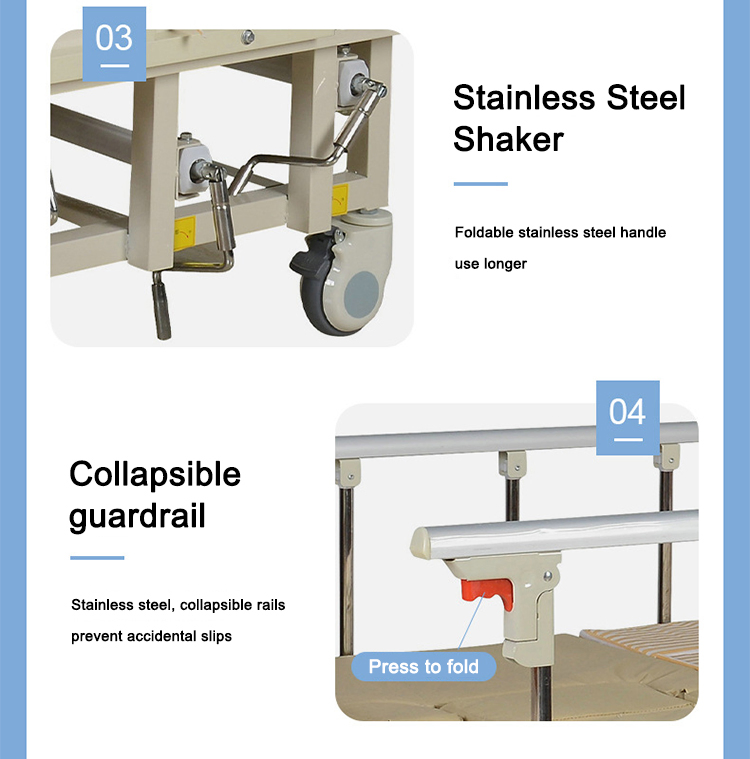 Multifunction Manual Patient Medical Nursing Bed, Home Care Hospital Bed, Hospital Clinic and Nursing Bed Low Price