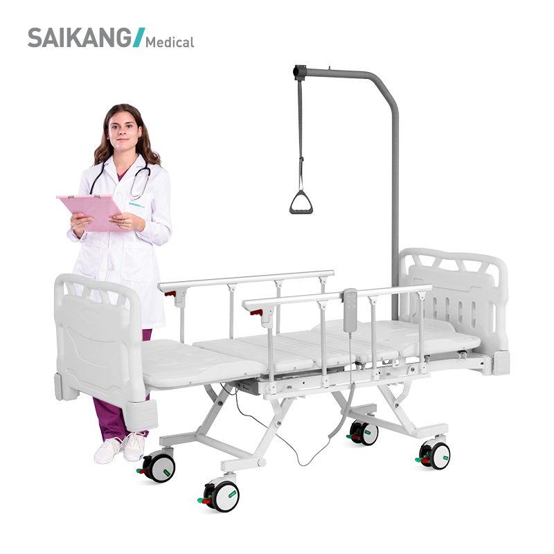 Q5K Saikang Movable Aluminium Side Rail Patient Nursing Bed 2 Function Electric Hospital Dialysis Bed
