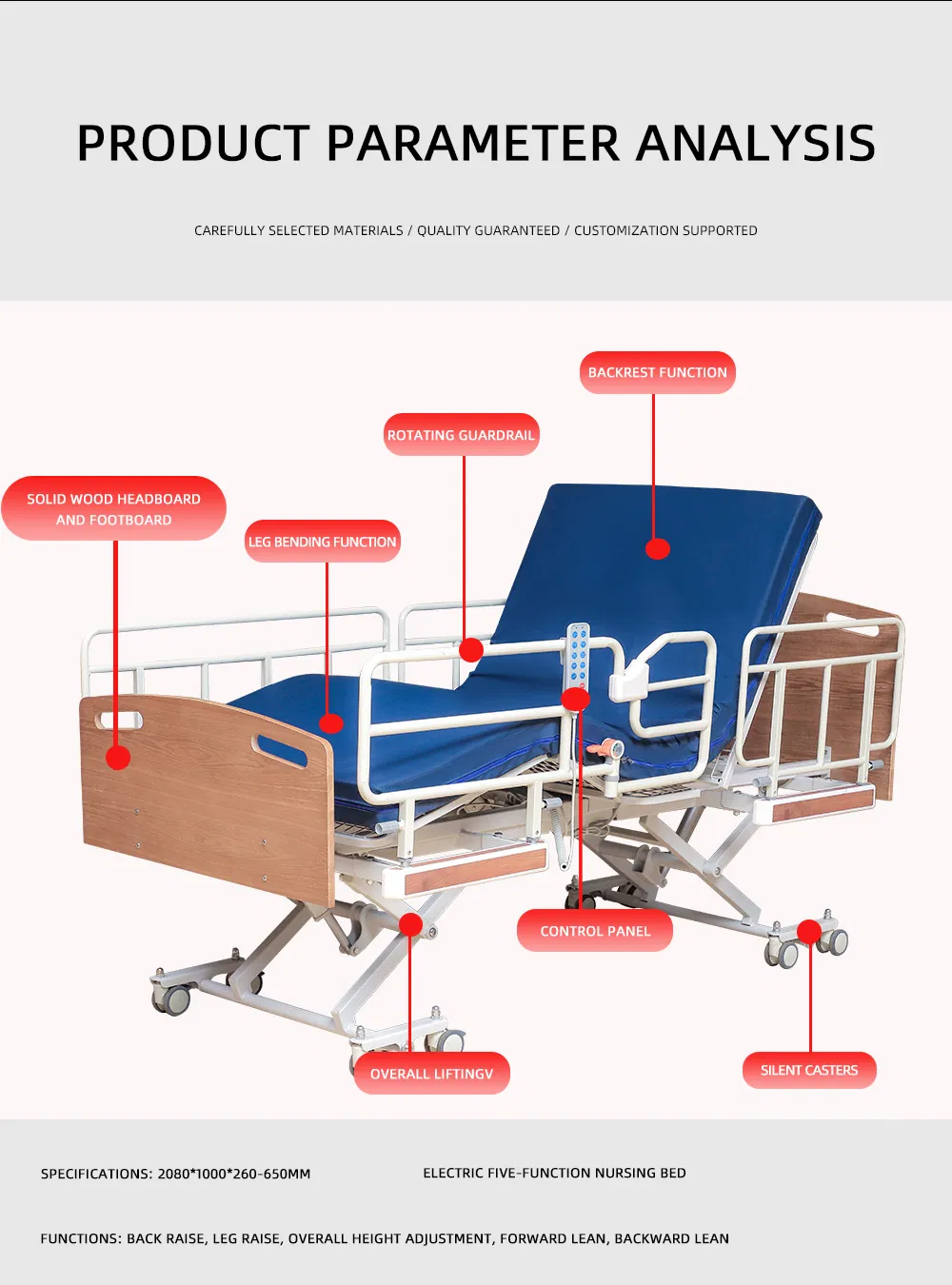 Multi-Functional Electric Hospital Bed