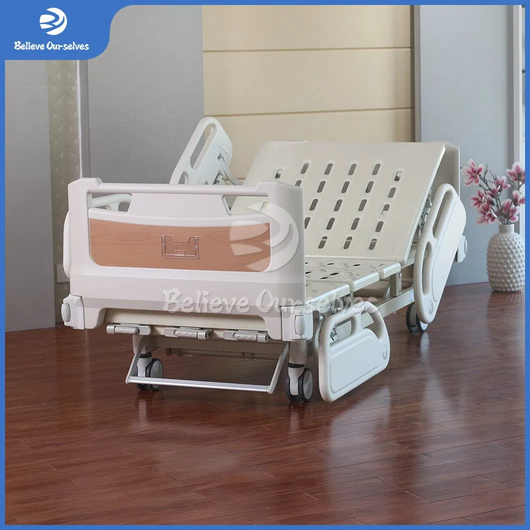 Huaren Hospital Furniture Supplies Wholesaler Hydraulic Patient Bed China Hr-S02 Multifunction 2 Crank Hospital Beds