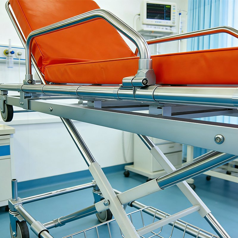 Safe Aluminum Alloy Frame Ambulance Transfer Bed with Safety Rails