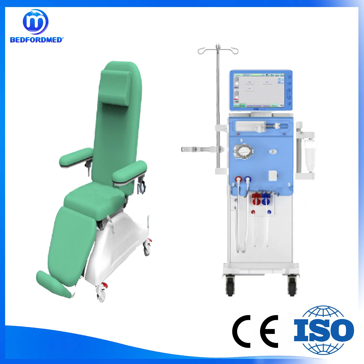 Medical Manual Adjustable Patient Dialysis Chair Medical Hemodialysis Chair Bed with Armrest