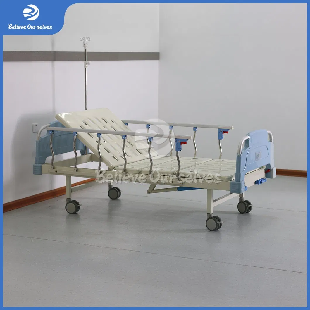 Huaren Medical Equipment Hospital Furniture Manufacturing Hydraulic Patient Bed China Hr-S14 Back Lifting Function Manual Lift Hospital Bed