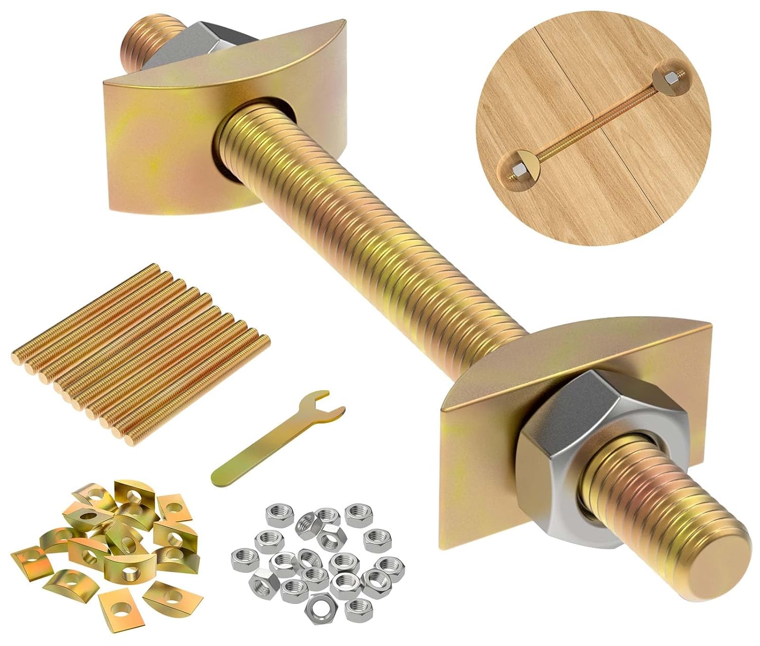 M6 Steel Furniture Screws and Nuts Kit Assorted Wooden Dowel &amp; Barrel Nut for Bed Frame