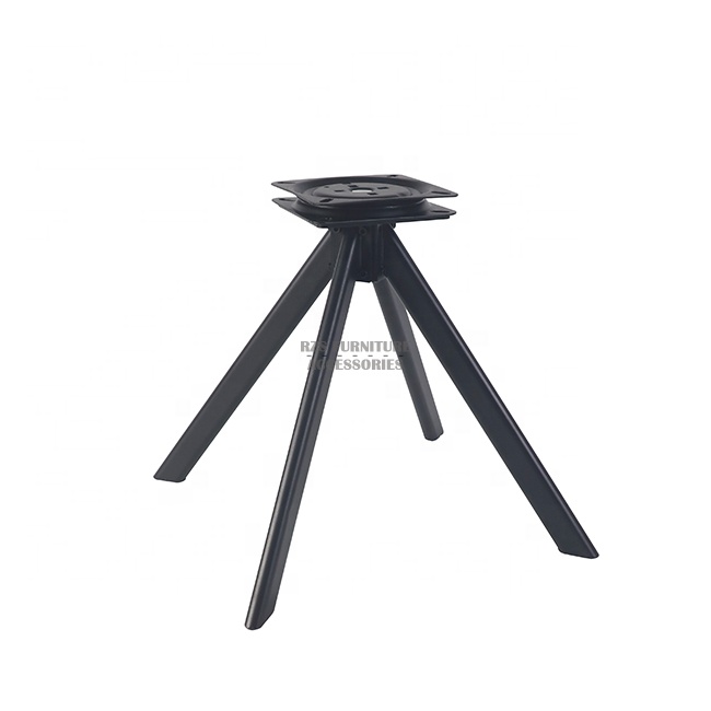 Durable Dining Chair Parts Disassembly Structure Iron Material Black Coating Heavy Duty Hardware Chair Legs with Swivel Plate
