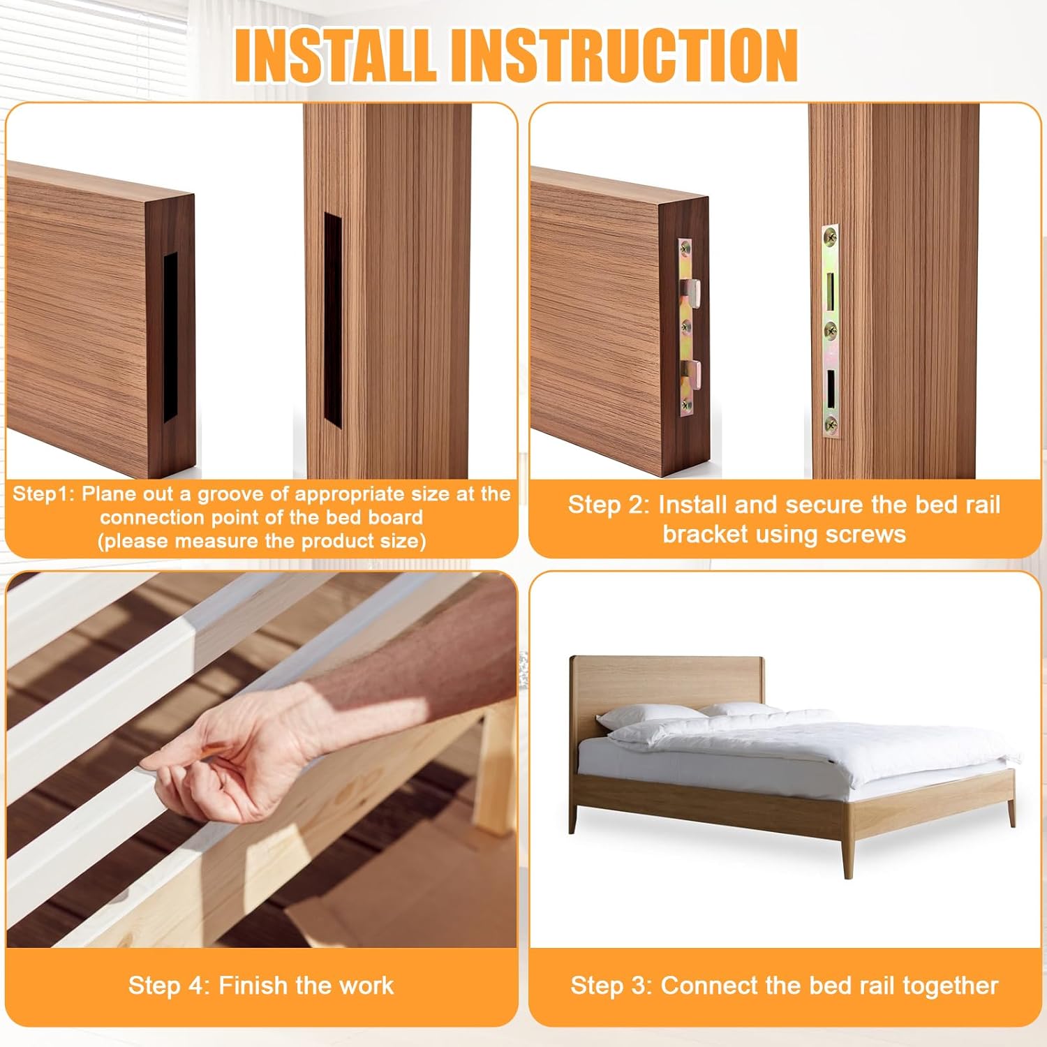 Heavy Duty Metal Furniture Hardware Fittings Iron Bed Frame Connector Rail Bracket for Bedroom Use