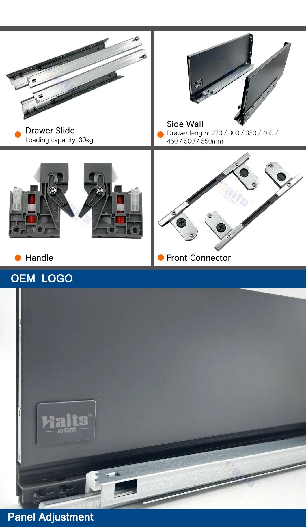 Soft Close Metal Box Drawer System for Kitchen Cabinet Furniture