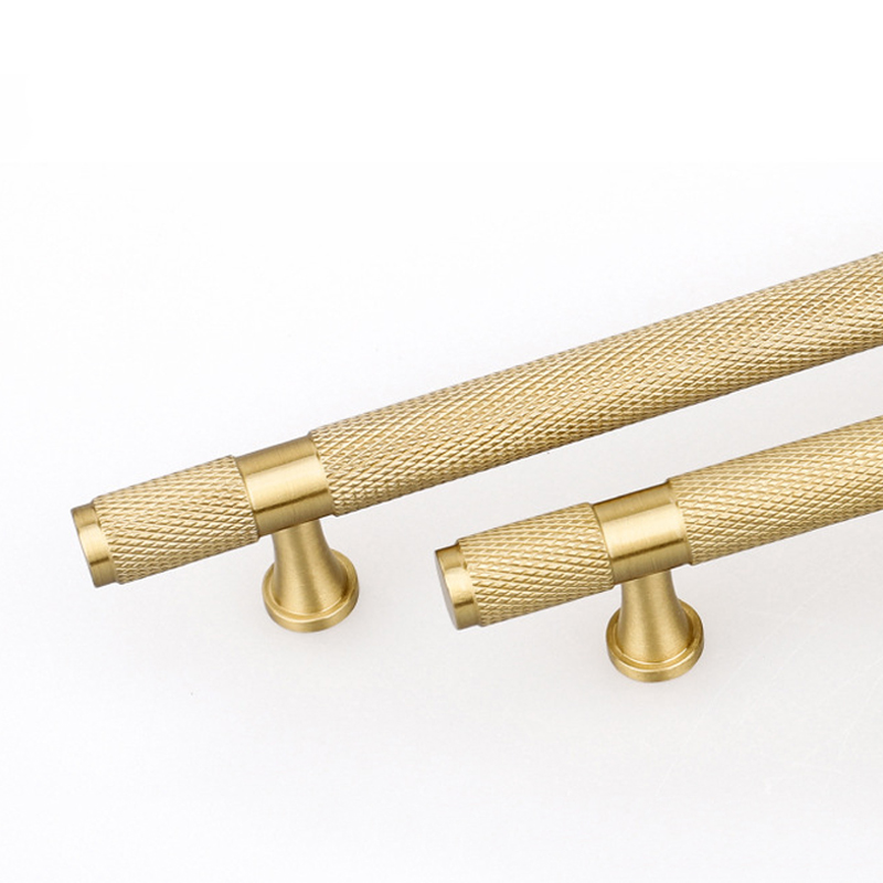 Made in China Furniture Hardware Knurled Solid Brass Selling Reasonable Price Customized Cabinet Wardrobe Kitchen T bar Handle