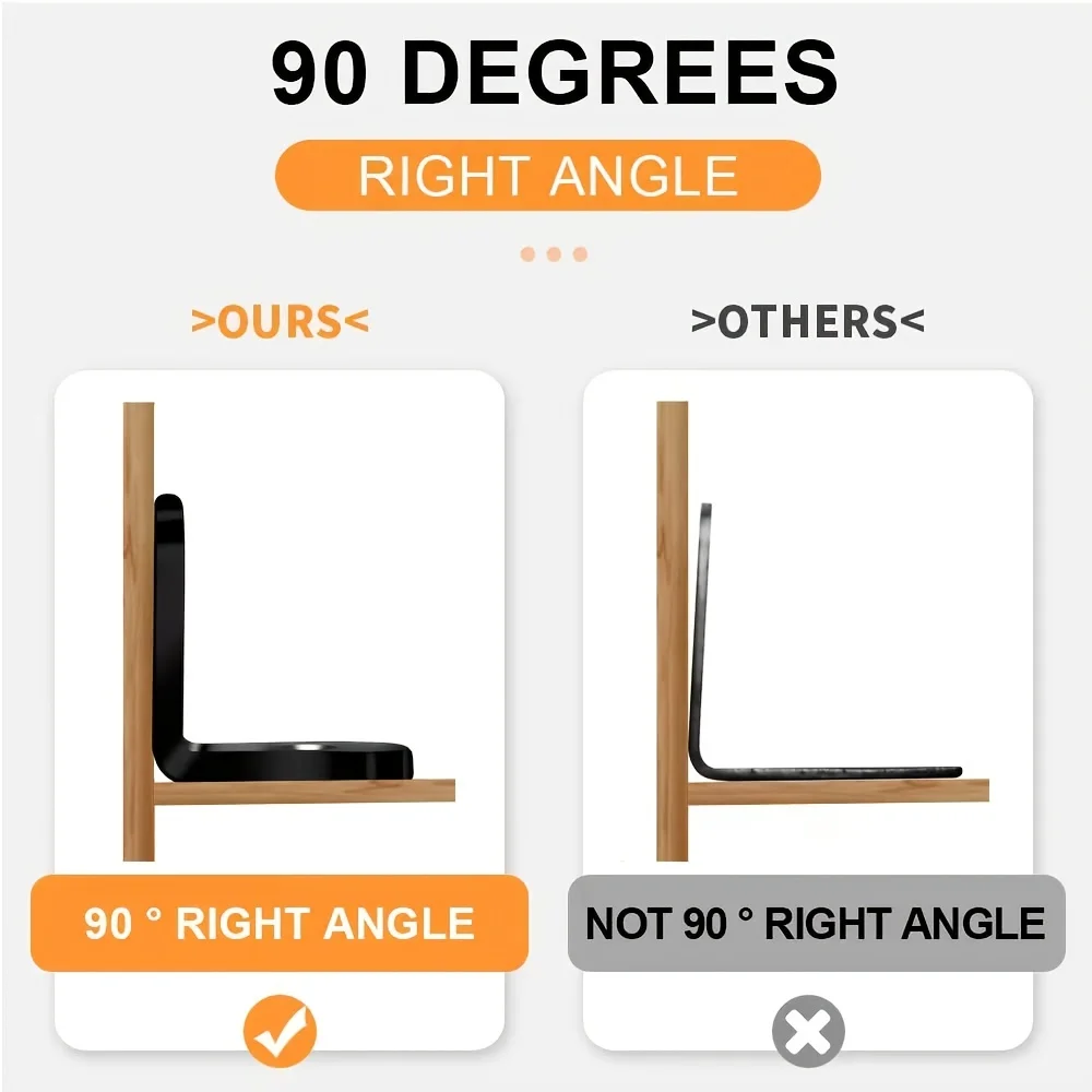 Black L-Shaped Stainless Steel Right Angle Mounting Bracket for Iron Wardrobes &amp; Cabinet Joint Furniture Hardware