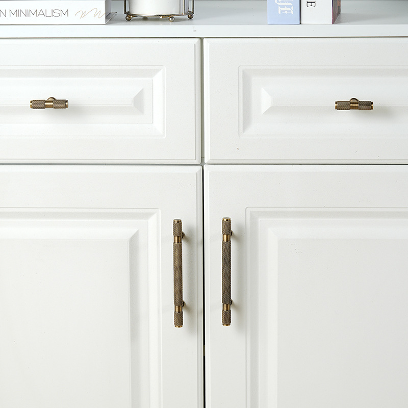 Made in China Furniture Hardware Knurled Solid Brass Selling Reasonable Price Customized Cabinet Wardrobe Kitchen T bar Handle