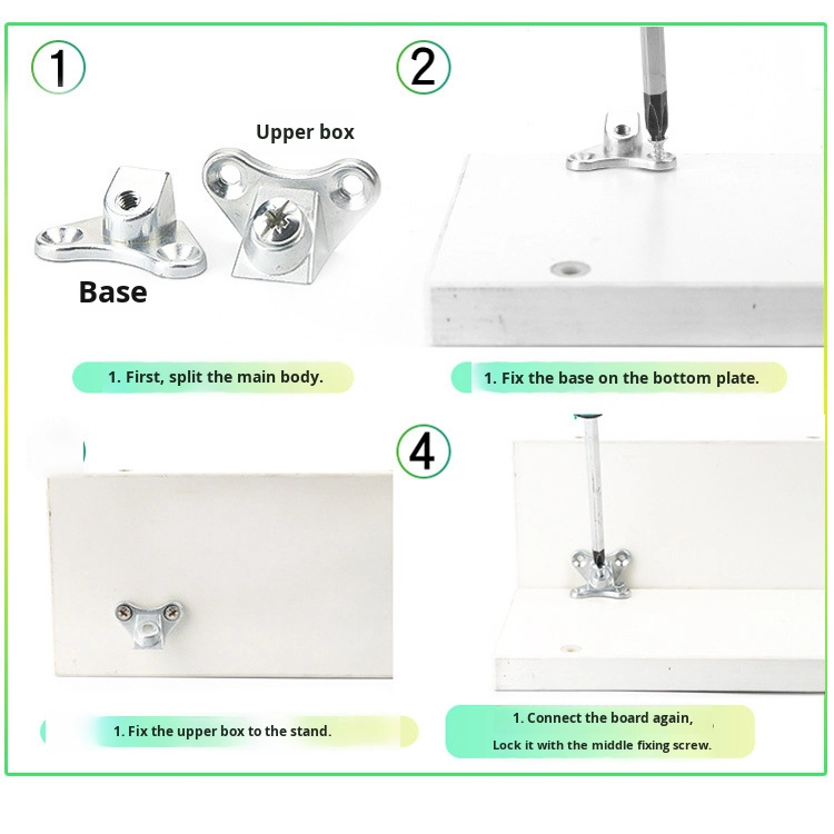 Modern Red Ancient Zinc Alloy No-Drill Butterfly Angle Bracket Supports Three-in-One Wood Board Partition Fastener for Furniture