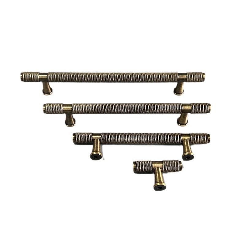 Made in China Furniture Hardware Knurled Solid Brass Selling Reasonable Price Customized Cabinet Wardrobe Kitchen T bar Handle