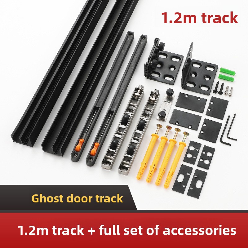 Modern Wood Door Hardware Magical Concealed Sliding System Easy Screw Bottom Track Invisible Wall Mount Suspension Accessories