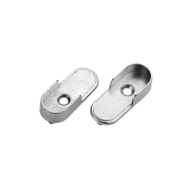 Zinc Alloy Nickel-Plated Oval Wardrobe Tube Rail Support Closet Rod Bracket