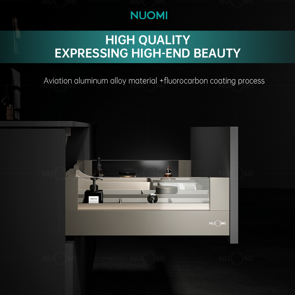 NUOMI Glass Lighting Drawer Box Furniture Hardware Heavy Duty Drawer Slide Rail Soft Close Ultrathin Undermount Drawer Slide