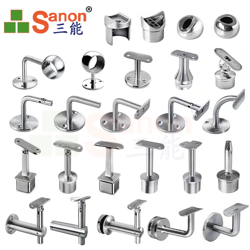 SANON Glass Balustrade Accessories Indoor 201 304 Railing Glass Mounted Handrail Brackets Stainless Steel