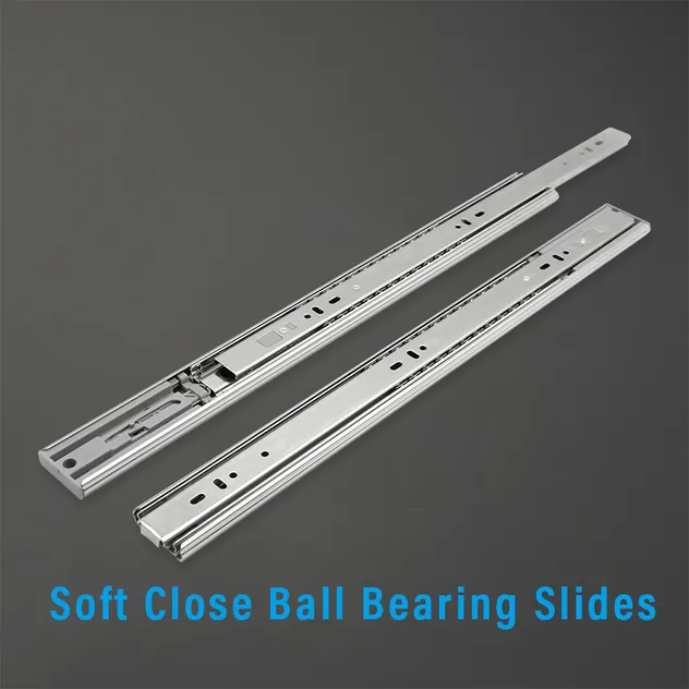 Kitchen Cupboard 3 Fold Full Extension Silent Telescopic Guide Rail Runner Iron Ball Bearing Soft Close Drawer Slide for Kitchen Cabinet