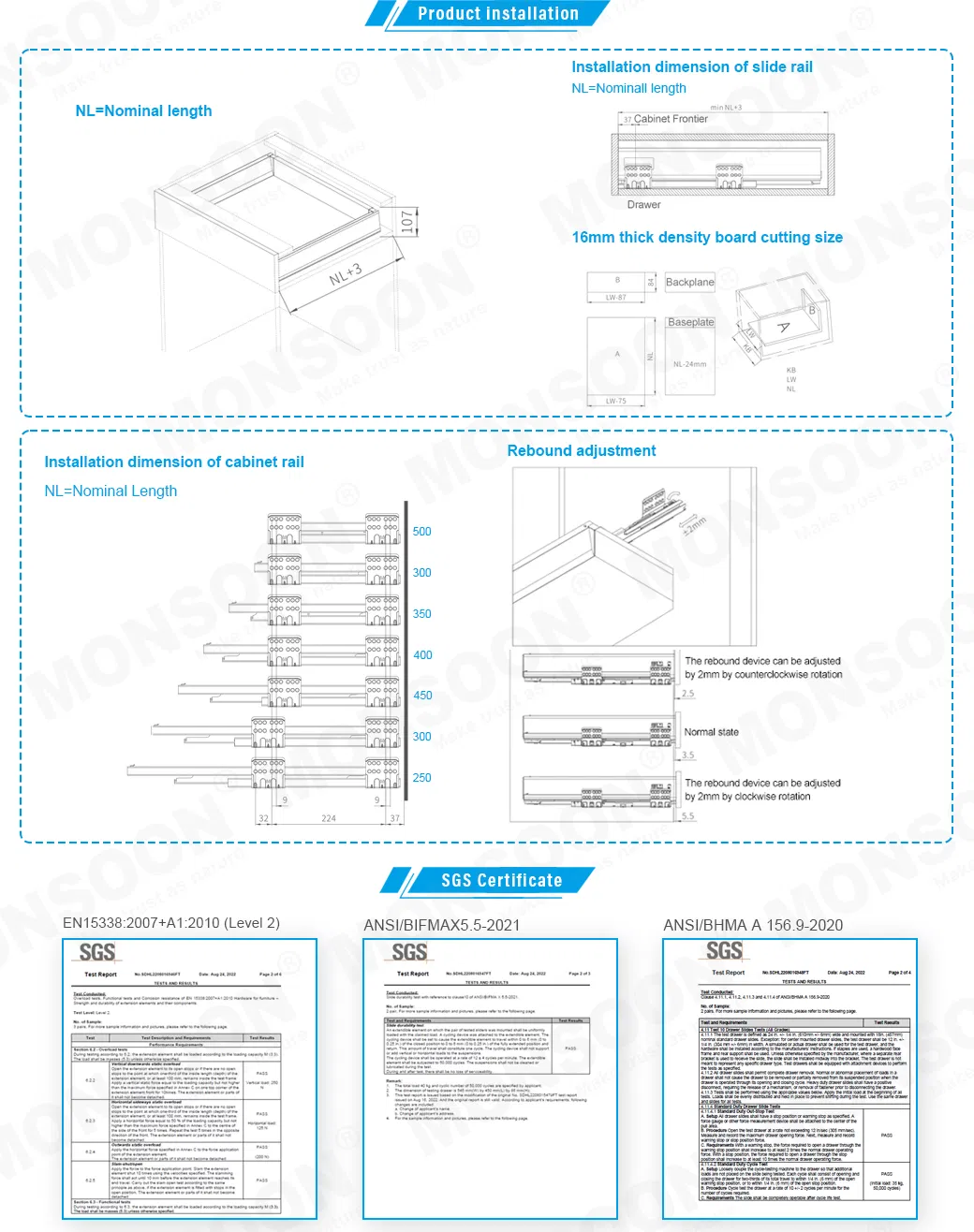Wholesale Cabinet Door Hidden Side Mounted Metal Soft Closing Adjustment Zinc Plated Kitchen Legrabox Drawer System for Furniture Hardware