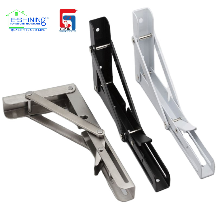 GOOD Furniture Hardware Stainless Steel Modern Triangle White Black Wall Mounting Adjustable Angle Folding Table Leg Brackets