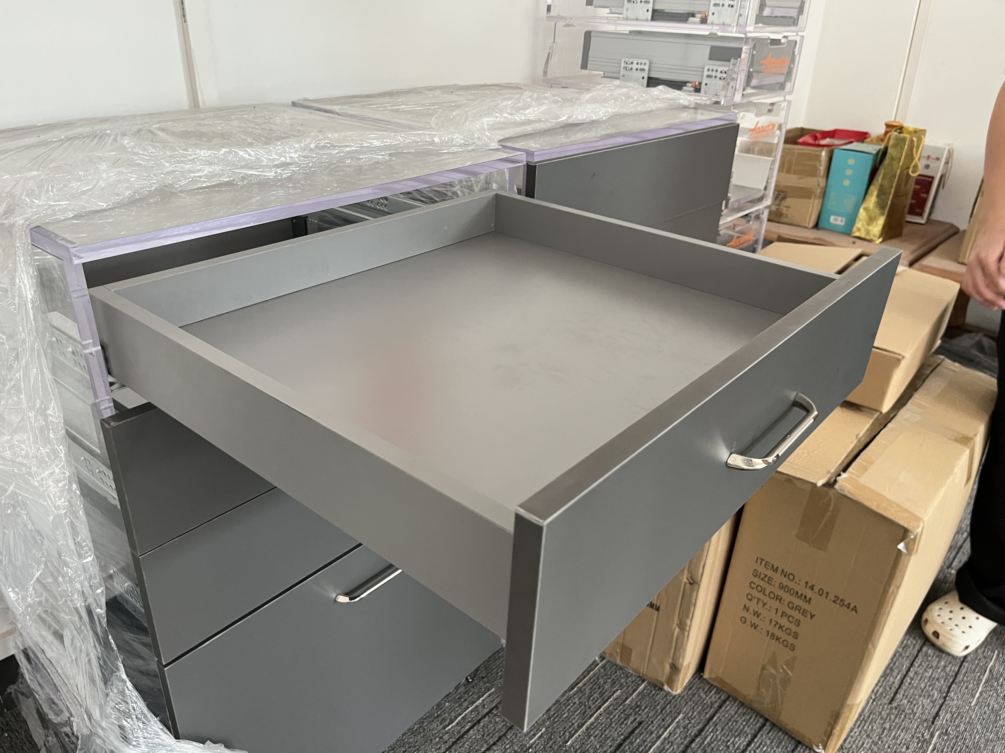 Drawer System Double Wall Drawer Side Panel 14mm 2D Adjustable Metal Slim Drawer Box System for Bedroom Kitchen Office
