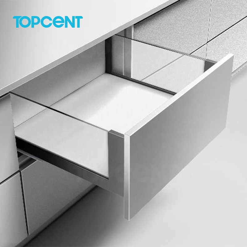 Luxury Modern Furniture Glass Drawer Box Furniture Hardware Heavy Duty Drawer Slide Rail Soft