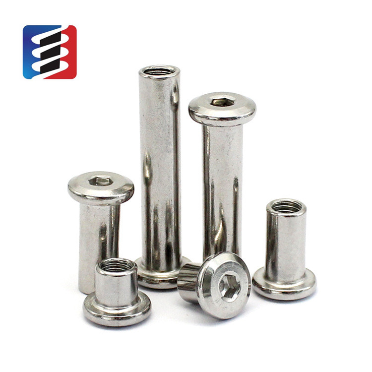 304 Stainless Steel Chamfered Hexagon Socket Connecting Screw and Nut, Furniture Splint Butt Joint Bolt &amp; Rivet Fastener M2-M10