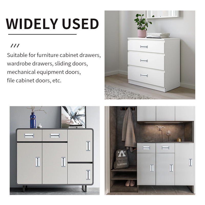 Modern Durable Aluminum Alloy Square Adjustable Cabinet Door Handle Dark Strap Mounting Plate Embedded Hardware Knob Drawer